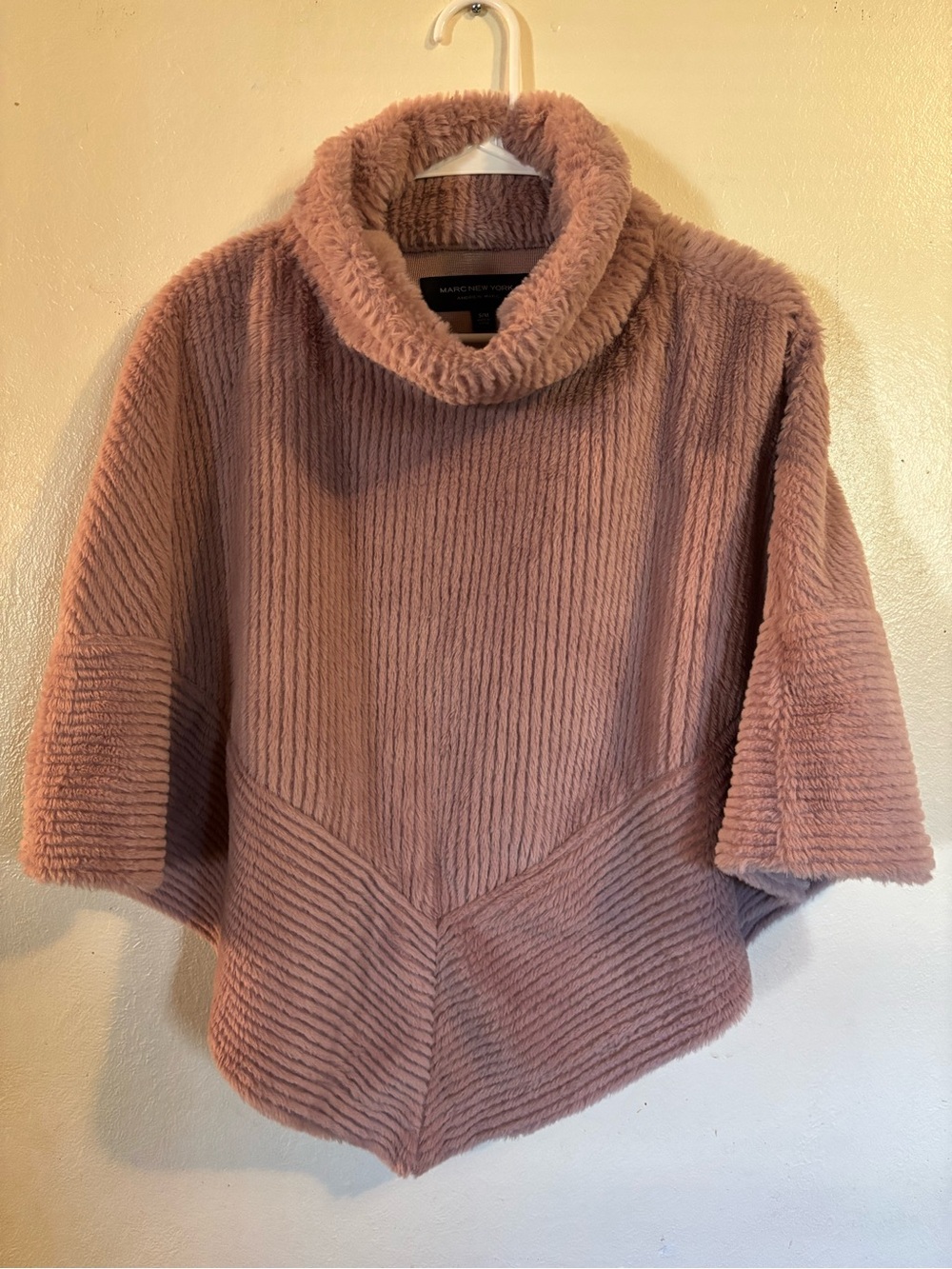 Marc Jacob’s New York Plush Funnel Neck Poncho Sweater - Blush